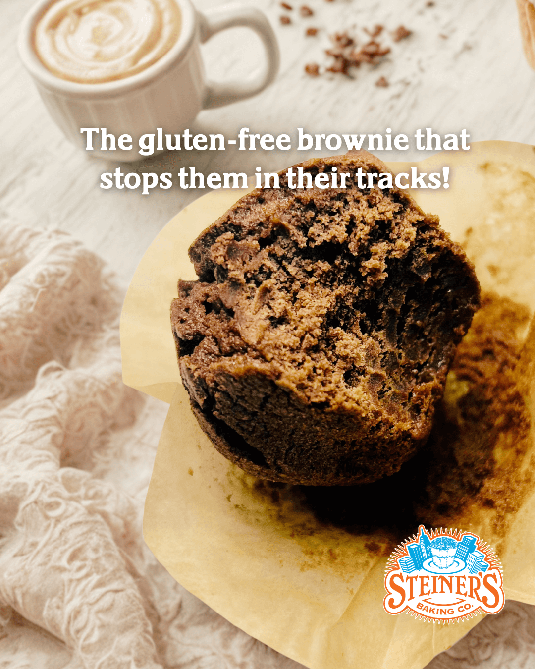 Chocolate Fudge Brownies 18 2-packs with a hand picking one up to eat it