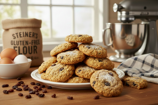 gluten free oatmeal raisin cookies soft and chewy texture close up